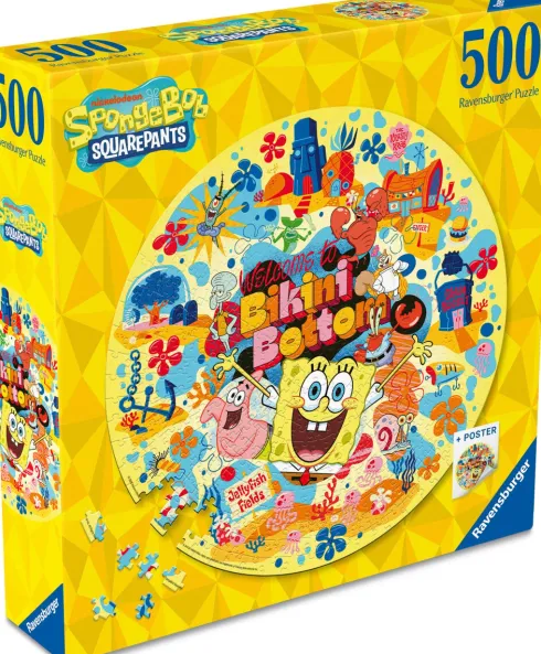 Ravensburger - Rundt Puslespil - 500 Brikker - Svampebob Firkant