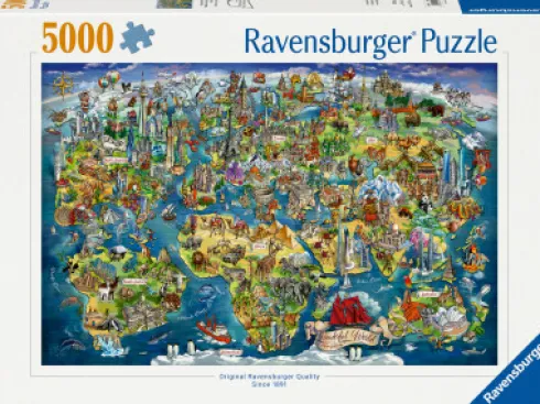 Ravensburger - World Map - Verdenskort Puslespil - 5000 Brikker