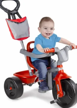 Rød Trehjulet Cykel Til Børn - Med Lad, Stoftaske Og Håndtag