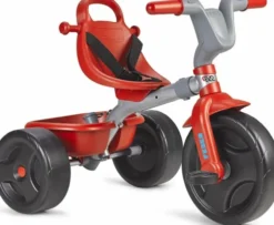 Rød Trehjulet Cykel Til Børn - Med Lad, Stoftaske Og Håndtag