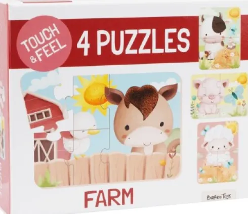 Rør Og Føl Puslespil - 4 Motiver - Bondegårdsdyr - Barbo Toys