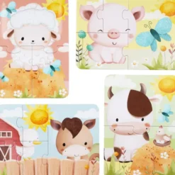 Rør Og Føl Puslespil - 4 Motiver - Bondegårdsdyr - Barbo Toys