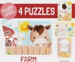 Rør Og Føl Puslespil - 4 Motiver - Bondegårdsdyr - Barbo Toys