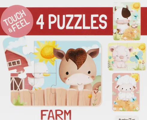 Rør Og Føl Puslespil - 4 Motiver - Bondegårdsdyr - Barbo Toys