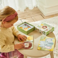 Rør Og Føl Puslespil - 4 Motiver - Safari - Barbo Toys