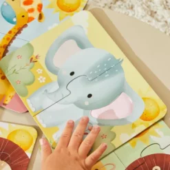 Rør Og Føl Puslespil - 4 Motiver - Safari - Barbo Toys