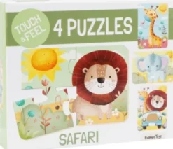 Rør Og Føl Puslespil - 4 Motiver - Safari - Barbo Toys