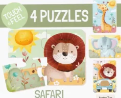 Rør Og Føl Puslespil - 4 Motiver - Safari - Barbo Toys
