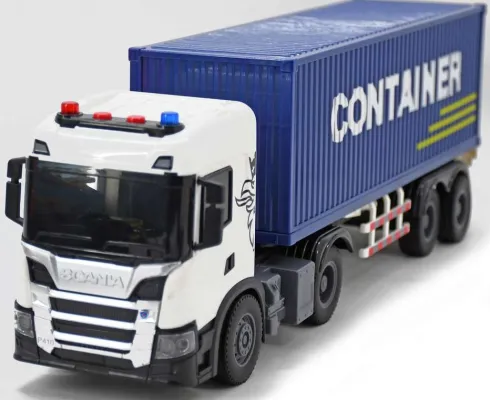Scania Lastbil M/Container, Lys & Lyd, 41X9,5X14Cm - Contruck