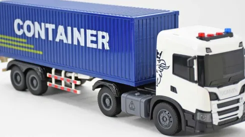 Scania Lastbil M/Container, Lys & Lyd, 41X9,5X14Cm - Contruck