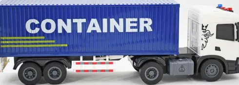 Scania Lastbil M/Container, Lys & Lyd, 41X9,5X14Cm - Contruck
