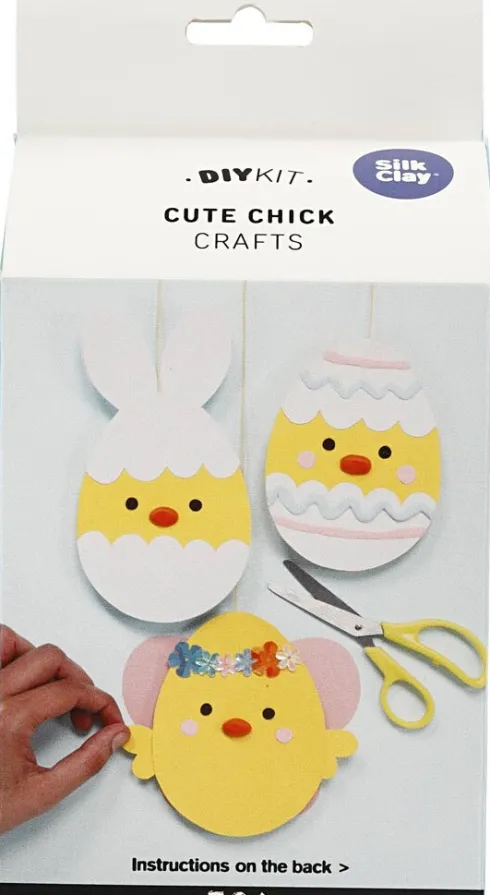 Silk Clay - DIY Kit - Sjove Påskevenner - Karton Med Pynt