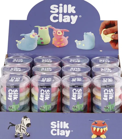 Silk Clay - Neonfarver - Standardfarver - 12 Sæt
