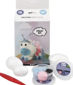 Silk Clay Og Foam Clay - Modellervoks Dyr - DIY Kit - Blå Enhjørning