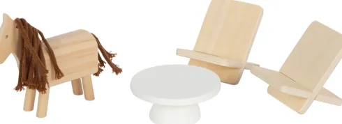 Small Foot - Dukkehus Med Møbler - Træ - Natur
