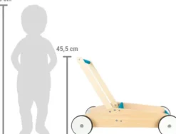 Small Foot - Gåvogn I Træ - Petroleumsblå