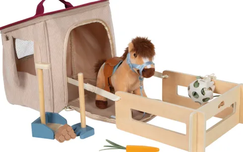 Small Foot - Hest Bamse Legesæt - Med Stald Og Udstyr I Pose