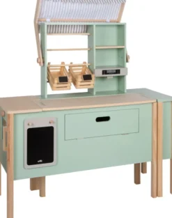 Small Foot - 2-I-1 Legebutik Og Legekøkken Til Børn - Træ - Grøn