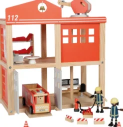 Small Foot - Stor Brandstation Legetøj Med Tilbehør - Træ