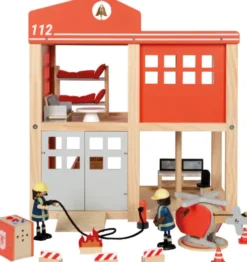 Small Foot - Stor Brandstation Legetøj Med Tilbehør - Træ
