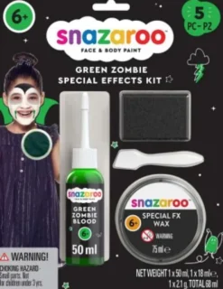 Snazaroo - Ansigtsmaling Sæt Med Blod - Zombie - Grøn - 5 Dele
