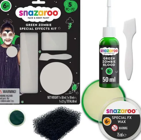 Snazaroo - Ansigtsmaling Sæt Med Blod - Zombie - Grøn - 5 Dele