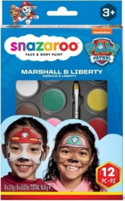 Snazaroo Ansigtsmaling Sæt - Paw Patrol - Marshall & Liberty - 12 Dele