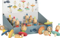 Snurretop Med Snor - Stribet I Træ - Assorteret - Small Foot
