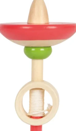 Snurretop Med Snor - Stribet I Træ - Assorteret - Small Foot