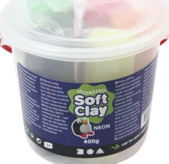 Soft Clay - Modellervoks I Spand - 5 Neonfarver - 400 G
