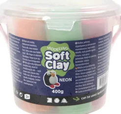 Soft Clay - Modellervoks I Spand - 5 Neonfarver - 400 G