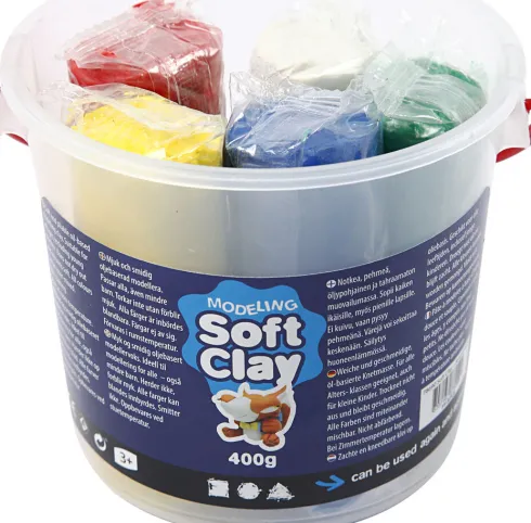 Soft Clay - Modellervoks I Spand - 5 Farver - 400 G