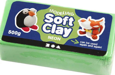 Soft Clay - Modellervoks - Neon Grøn - 500 G