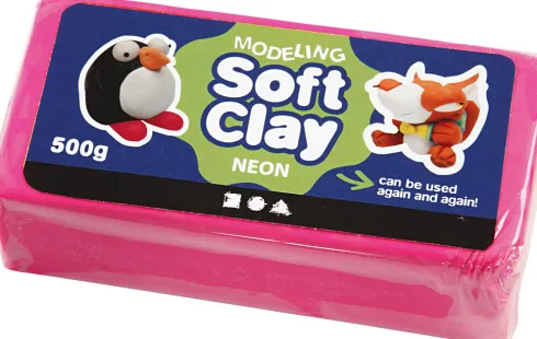 Soft Clay - Modellervoks - Neon Pink - 500 G