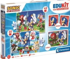Sonic Puslespil Og Vendespil - Edukit 4-I-1 - Clementoni