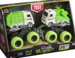 Speedcar - Monster Truck - Sæt Med 2 Stunt - Monstertrucks I Grøn