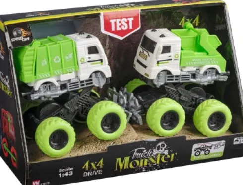 Speedcar - Monster Truck - Sæt Med 2 Stunt - Monstertrucks I Grøn