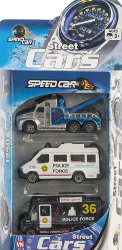Speedcar - Streetcar 3 Biler I Metal - Assorteret