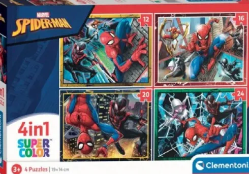Spiderman Puslespil - Marvel - Super Color - Clementoni - 4 Stk
