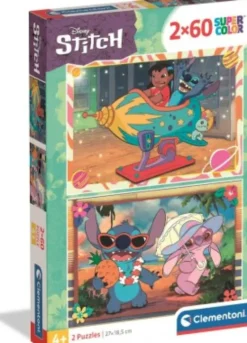 Stitch Puslespil - Disney - Super Color - 2X60 Brikker - Clementoni