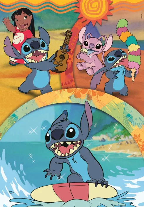 Stitch Puslespil - Disney - Super Color - 104 Brikker - Clementoni