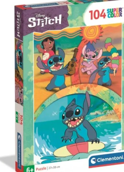 Stitch Puslespil - Disney - Super Color - 104 Brikker - Clementoni