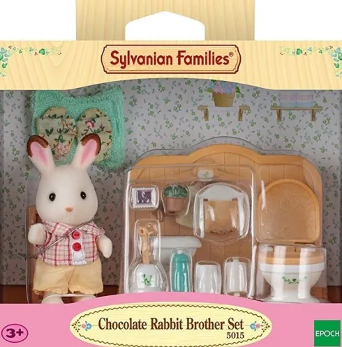 Sæt Med Bror Chokoladekanin Badeværelse - Sylvanian Families