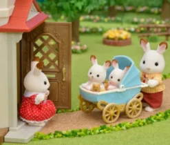 Sylvanian Families - Chocolate Bunny Twins Med Dobbelt Klapvogn