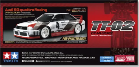 Tamiya 47511 - Audi 90 Quattro Racing Rc - Tt-02 - Painted - 1:10