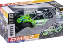 Tec-Toy - Chaser Rc Fjernstyret Offroad Bil Med Lys - 1:18 - Grøn
