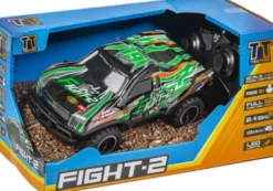 Tec-Toy - Fight-2 R/C Bil Med Lys - 1:24 - 10 Km/T - 2,4 Ghz - Grøn