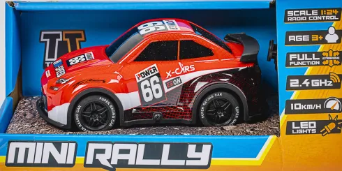 Tec-Toy - Mini Rally R/C Bil Med Lys - 1:24 - 2,4 Ghz - Rød