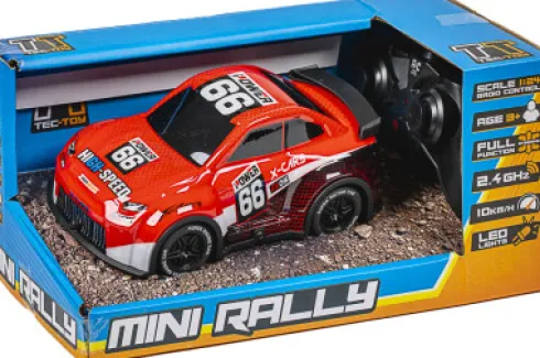 Tec-Toy - Mini Rally R/C Bil Med Lys - 1:24 - 2,4 Ghz - Rød
