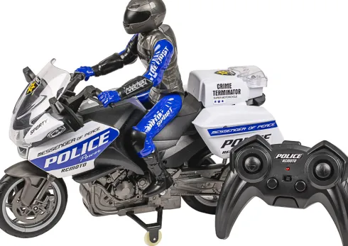 Tec-Toy - Motosport Rc Fjernstyret Politimotorcykel - 1:8 - Blå